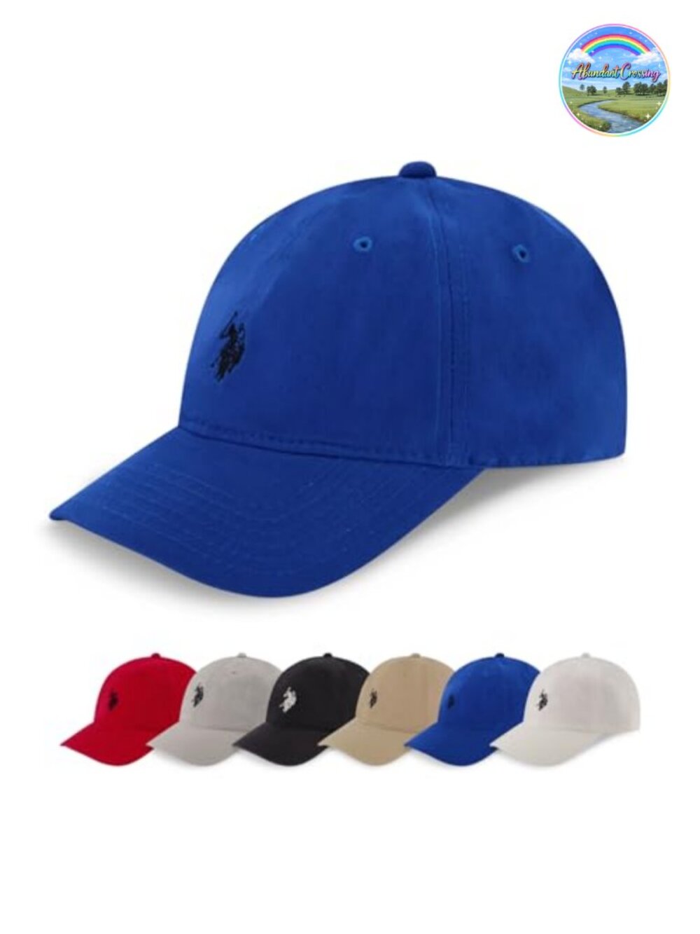 100% Cotton Adjustable Baseball Cap Embroidered Pony Logo Dad Hat